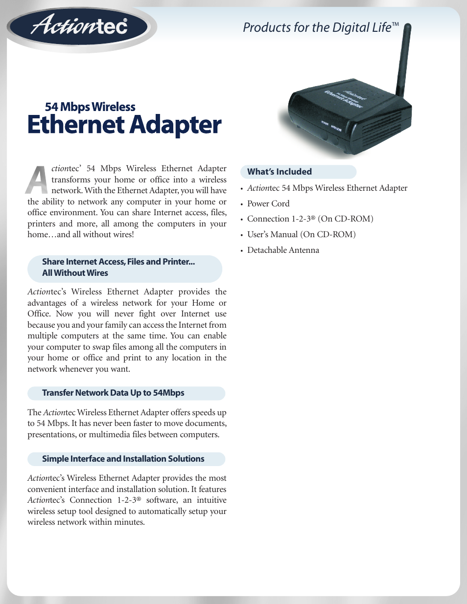 Actiontec electronic 802EAG User Manual | 2 pages