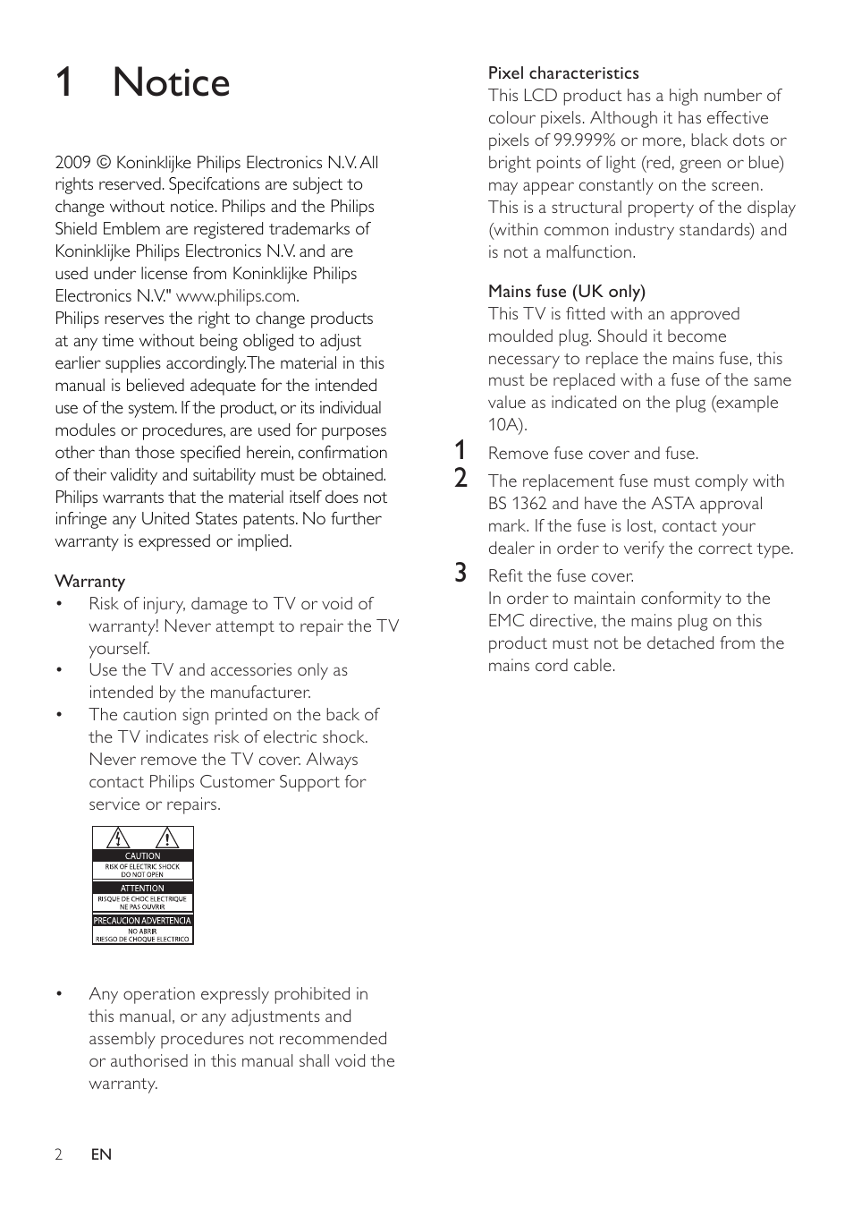 1 notice | Philips 221T1SB1-00 User Manual | Page 4 / 21