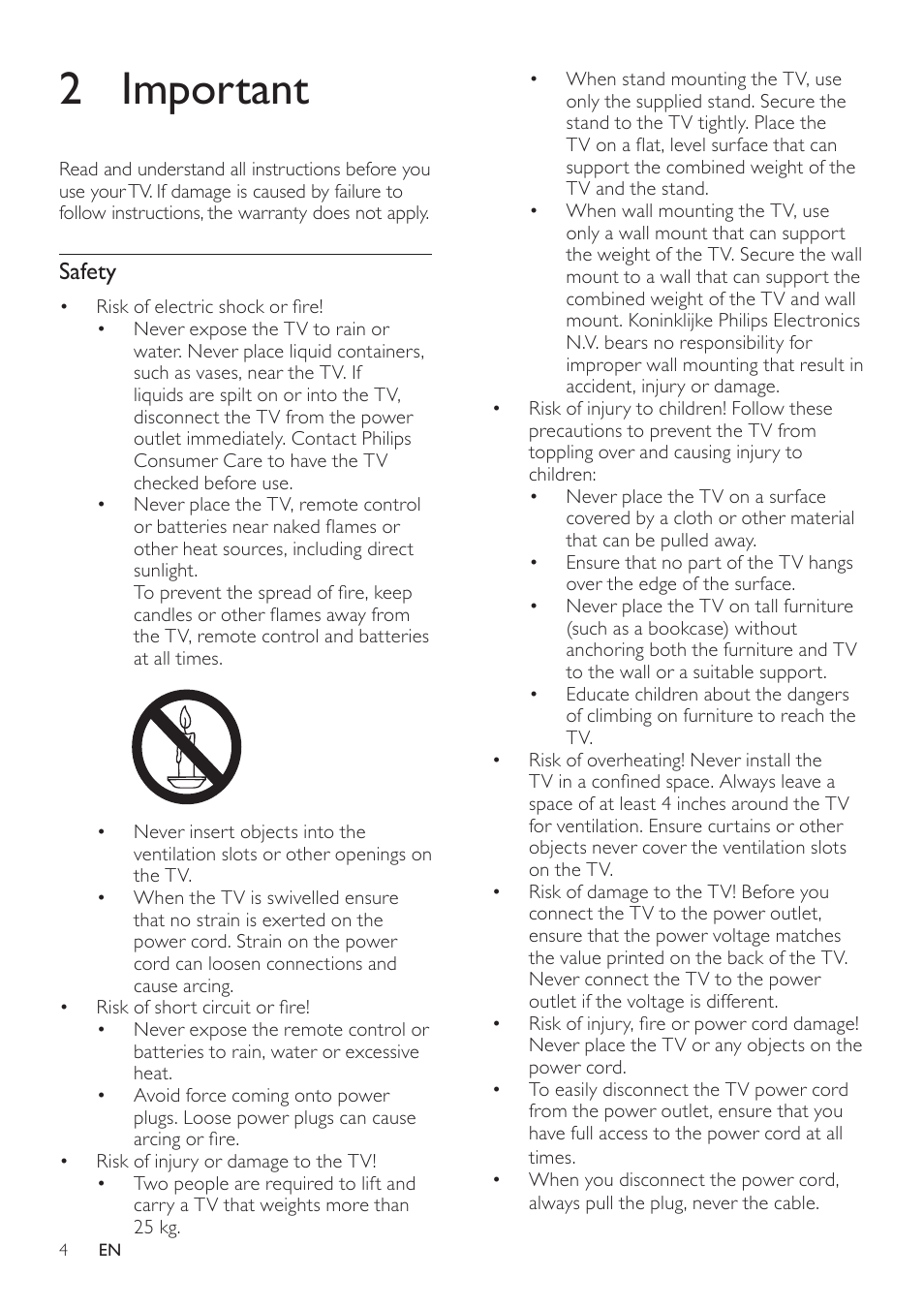 2 important, Safety | Philips 221T1SB1-00 User Manual | Page 6 / 21