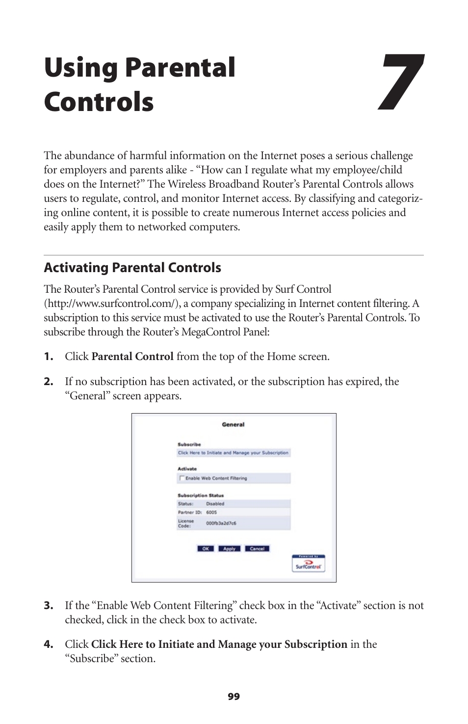 Using parental controls, Activating parental controls | Actiontec MI424WR (GigE) User Manual | Page 102 / 171