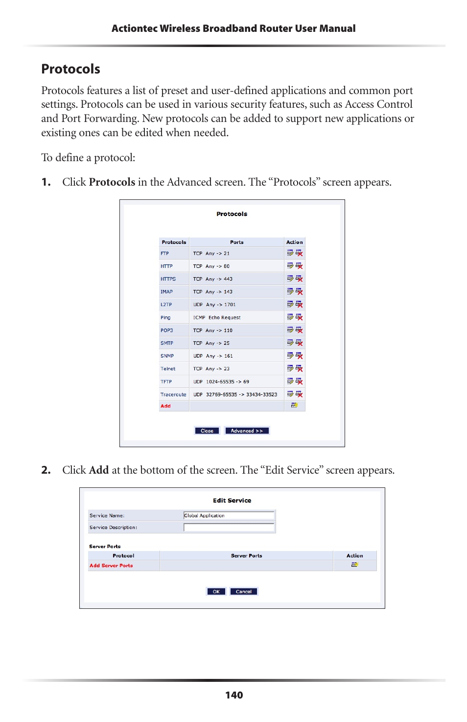 Protocols | Actiontec MI424WR (GigE) User Manual | Page 143 / 171