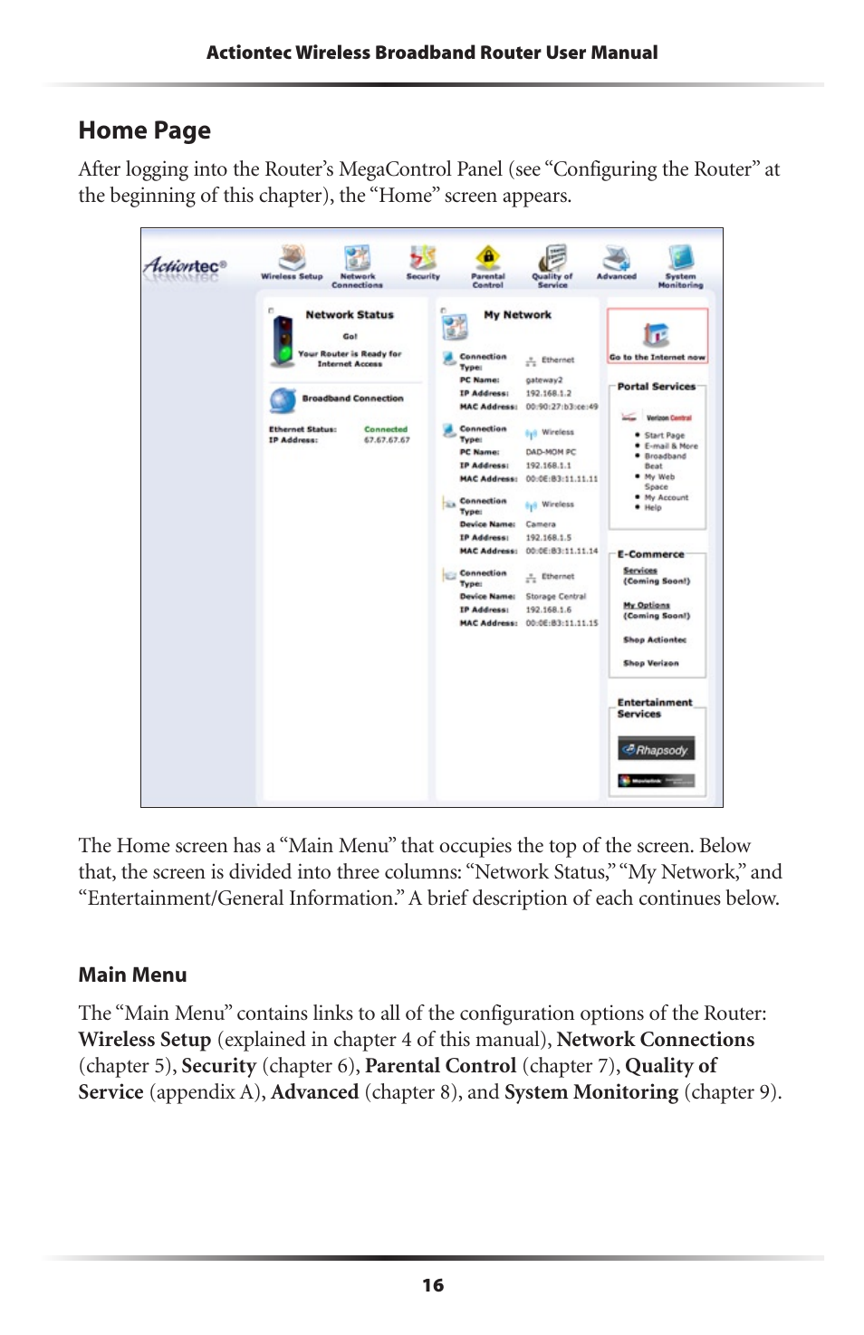 Home page | Actiontec MI424WR (GigE) User Manual | Page 19 / 171