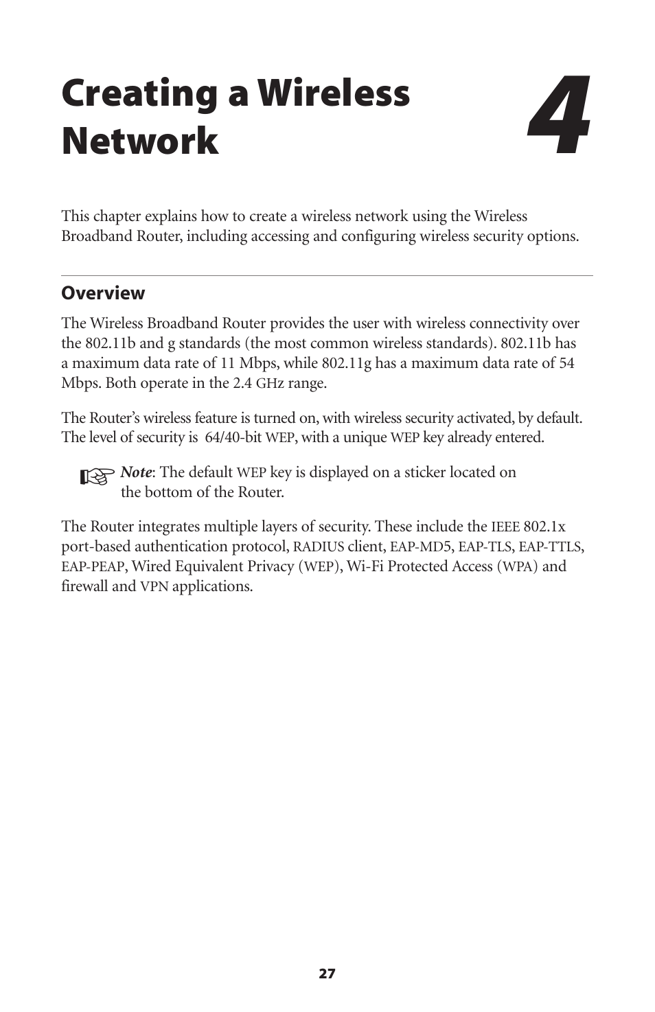 Creating a wireless network, Overview | Actiontec MI424WR (GigE) User Manual | Page 30 / 171