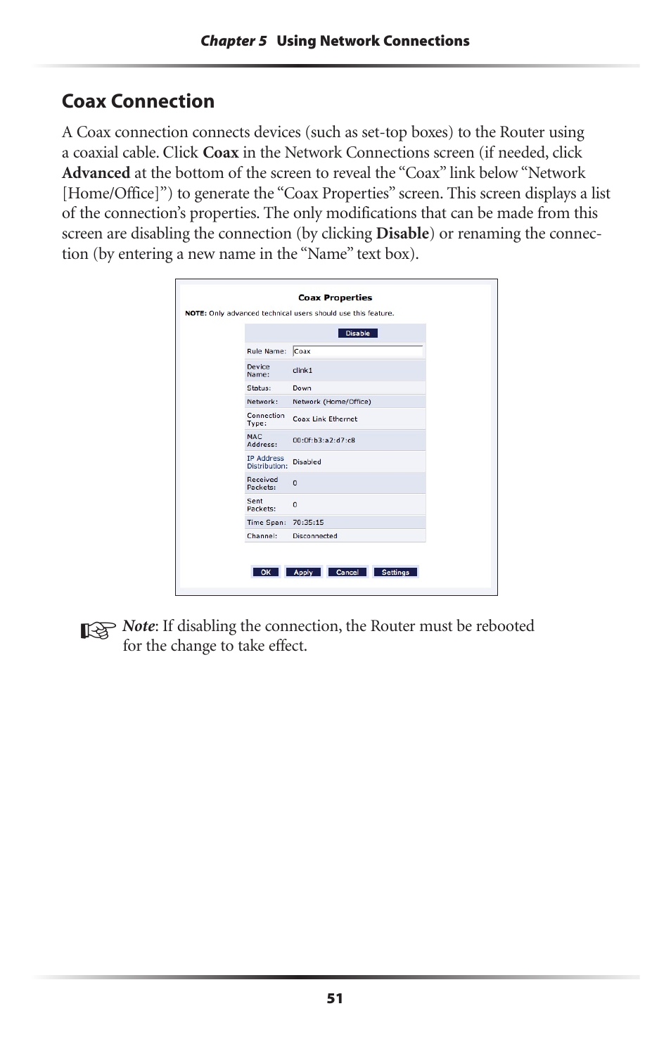 Coax connection | Actiontec MI424WR (GigE) User Manual | Page 54 / 171