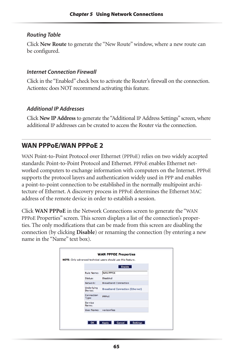 Wan pppoe/wan pppoe 2 | Actiontec MI424WR (GigE) User Manual | Page 68 / 171