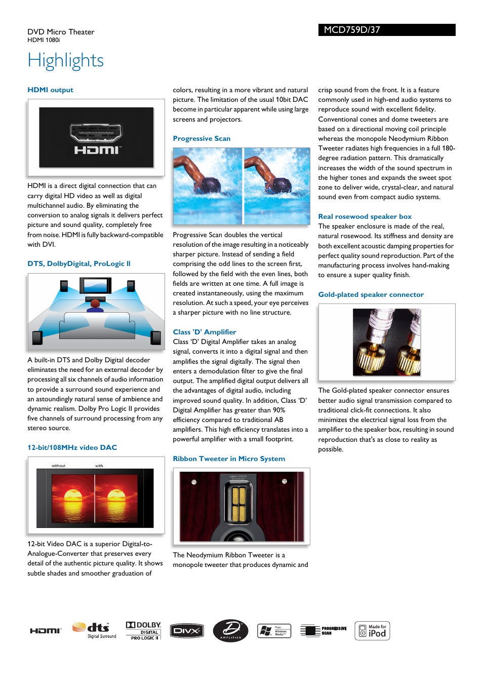 Highlights | Philips MCD759D-37 User Manual | Page 2 / 3