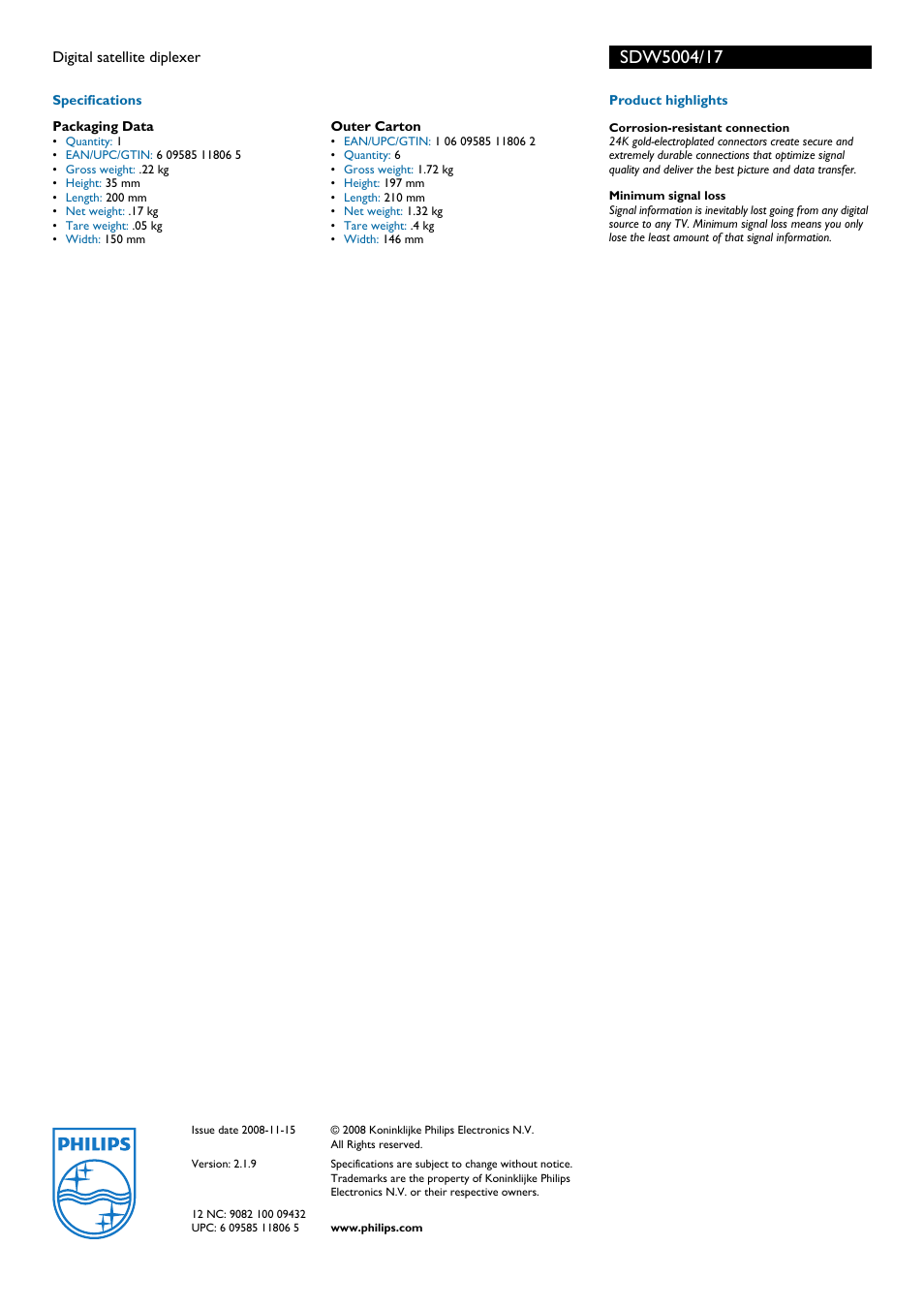 Philips SDW5004-17 User Manual | Page 2 / 2