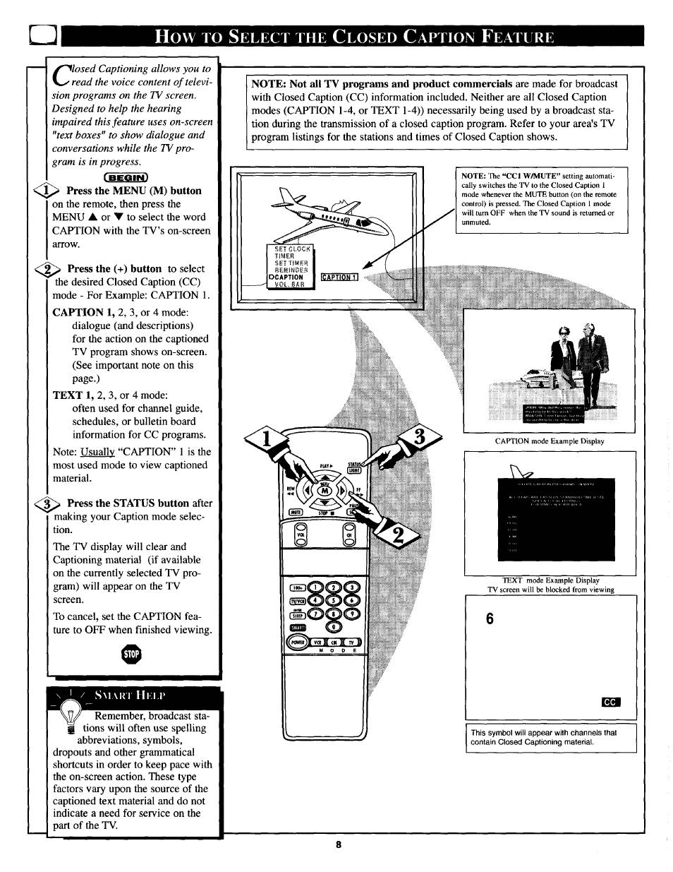 Elect, Losed, Aption | Eature | Philips TS3254C User Manual | Page 8 / 36