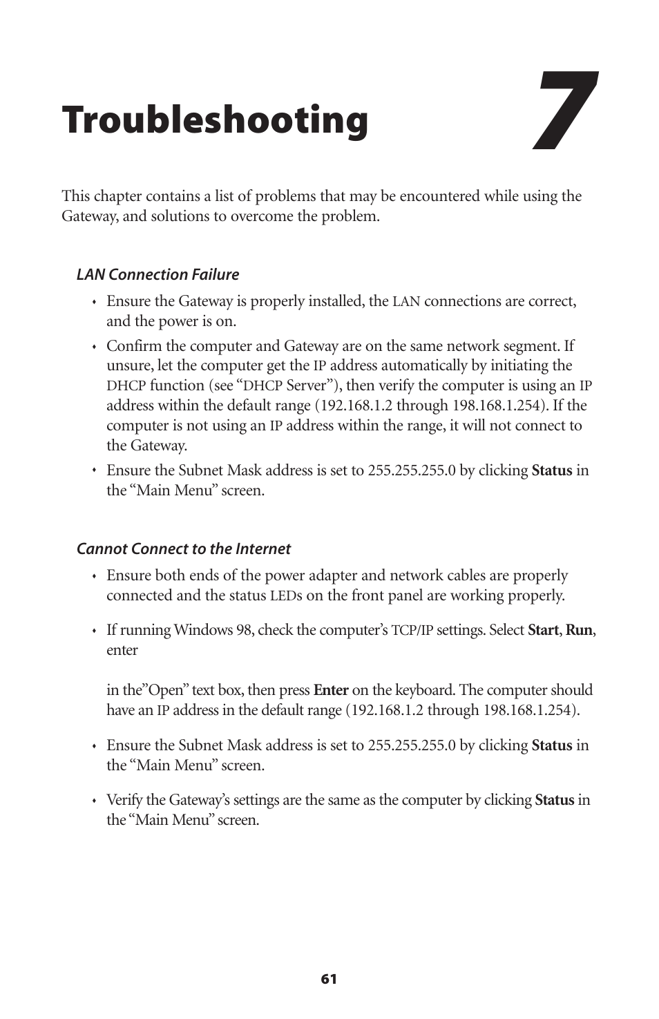 Troubleshooting | Actiontec electronic GS204AD9-01 User Manual | Page 64 / 103