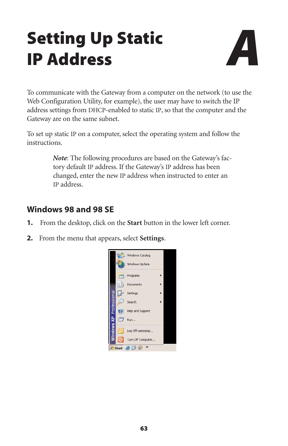 Setting up static ip address | Actiontec electronic GS204AD9-01 User Manual | Page 66 / 103