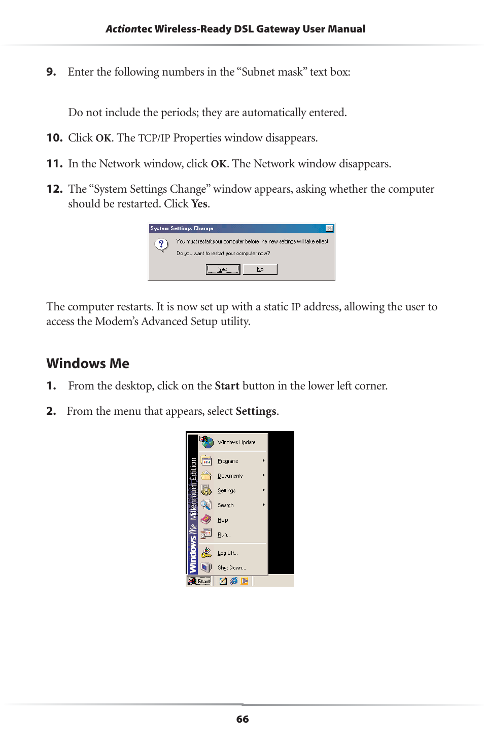 Windows me | Actiontec electronic GS204AD9-01 User Manual | Page 69 / 103