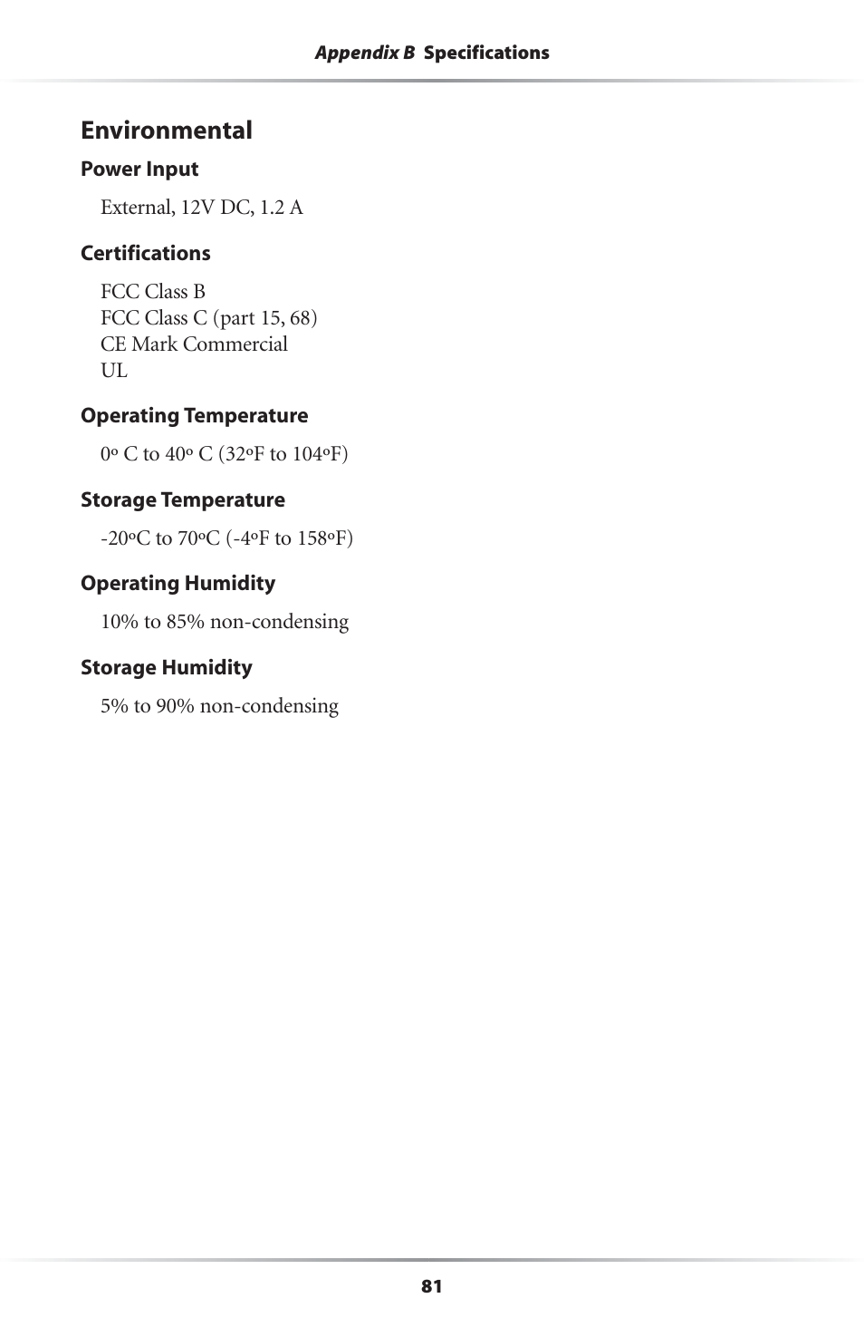 Environmental | Actiontec electronic GS204AD9-01 User Manual | Page 84 / 103