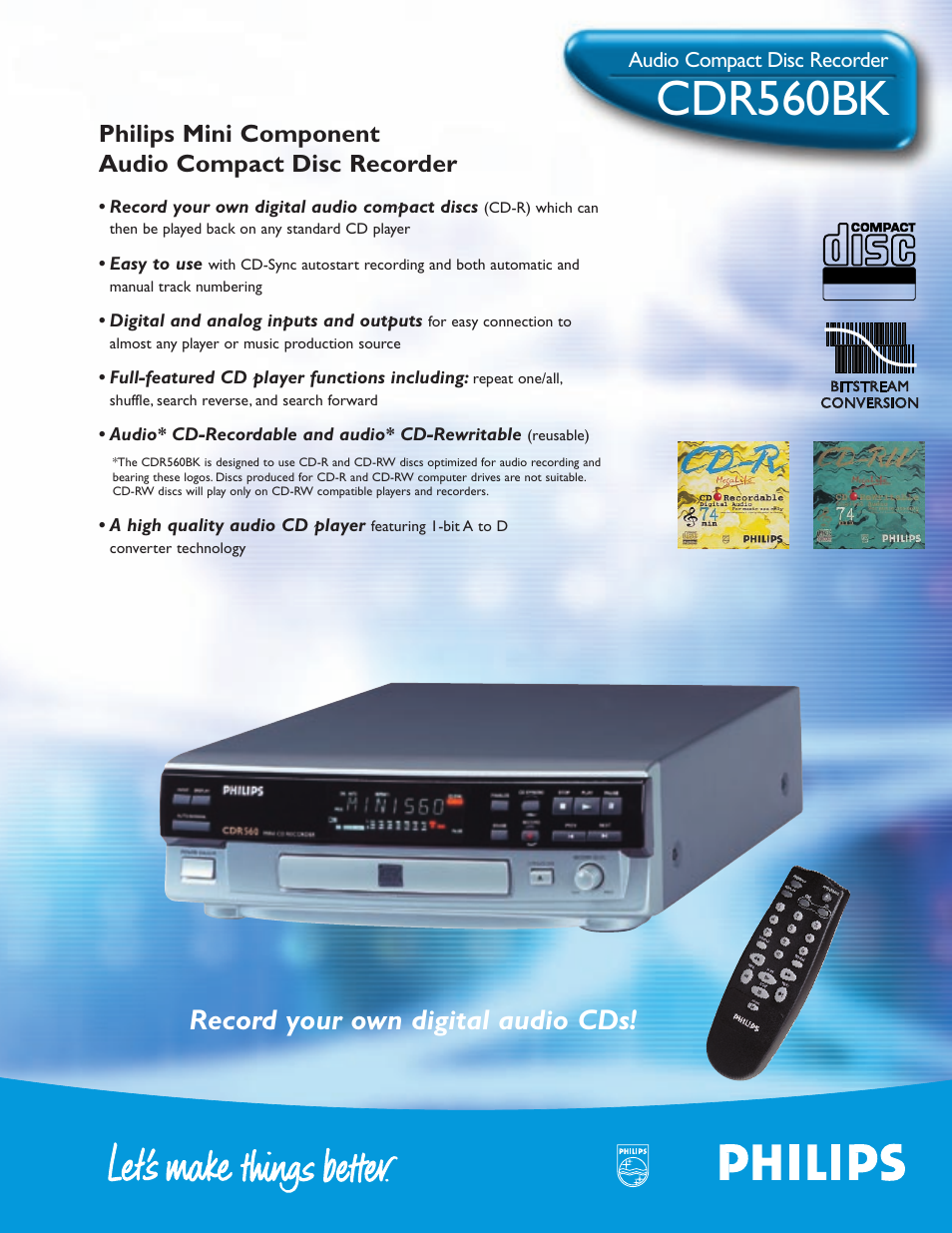 Philips CDR560BK98 User Manual | 2 pages