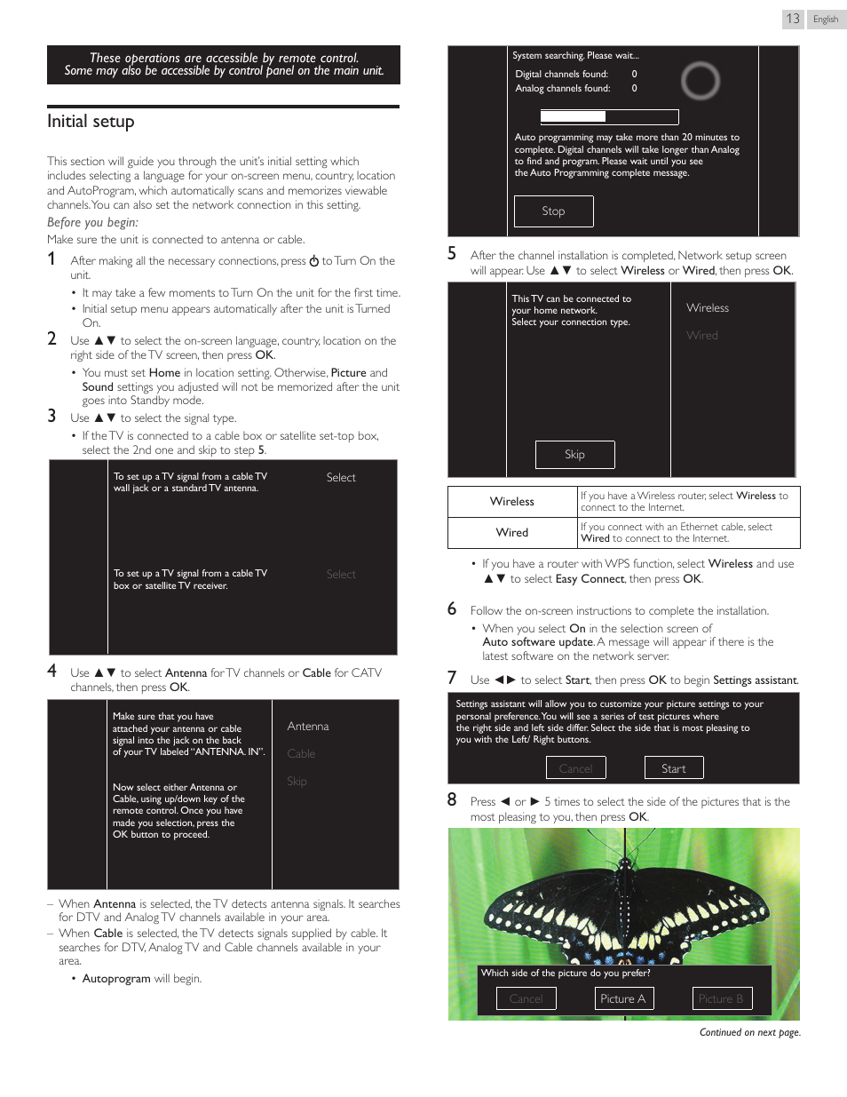 Initial setup | Philips 55PFL5907-F7 User Manual | Page 13 / 67