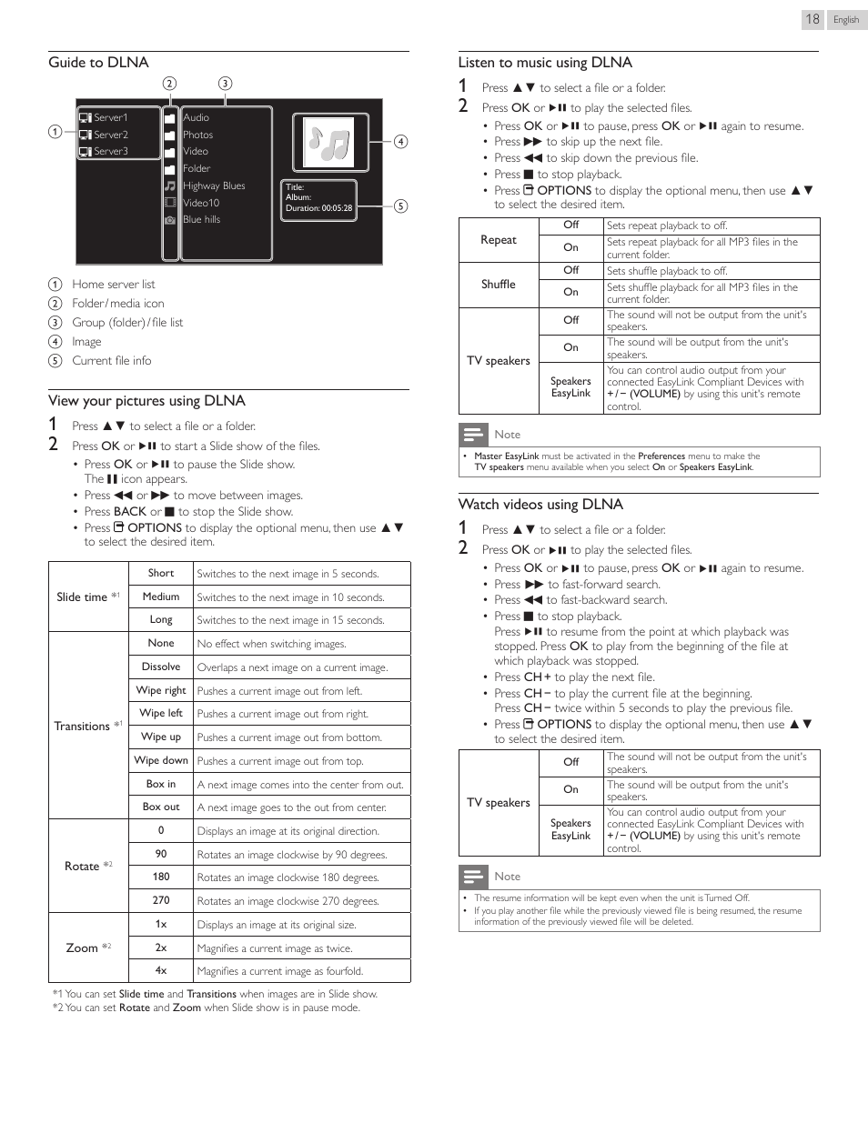 Guide to dlna, View your pictures using dlna, Listen to music using dlna | Watch videos using dlna | Philips 55PFL5907-F7 User Manual | Page 18 / 67