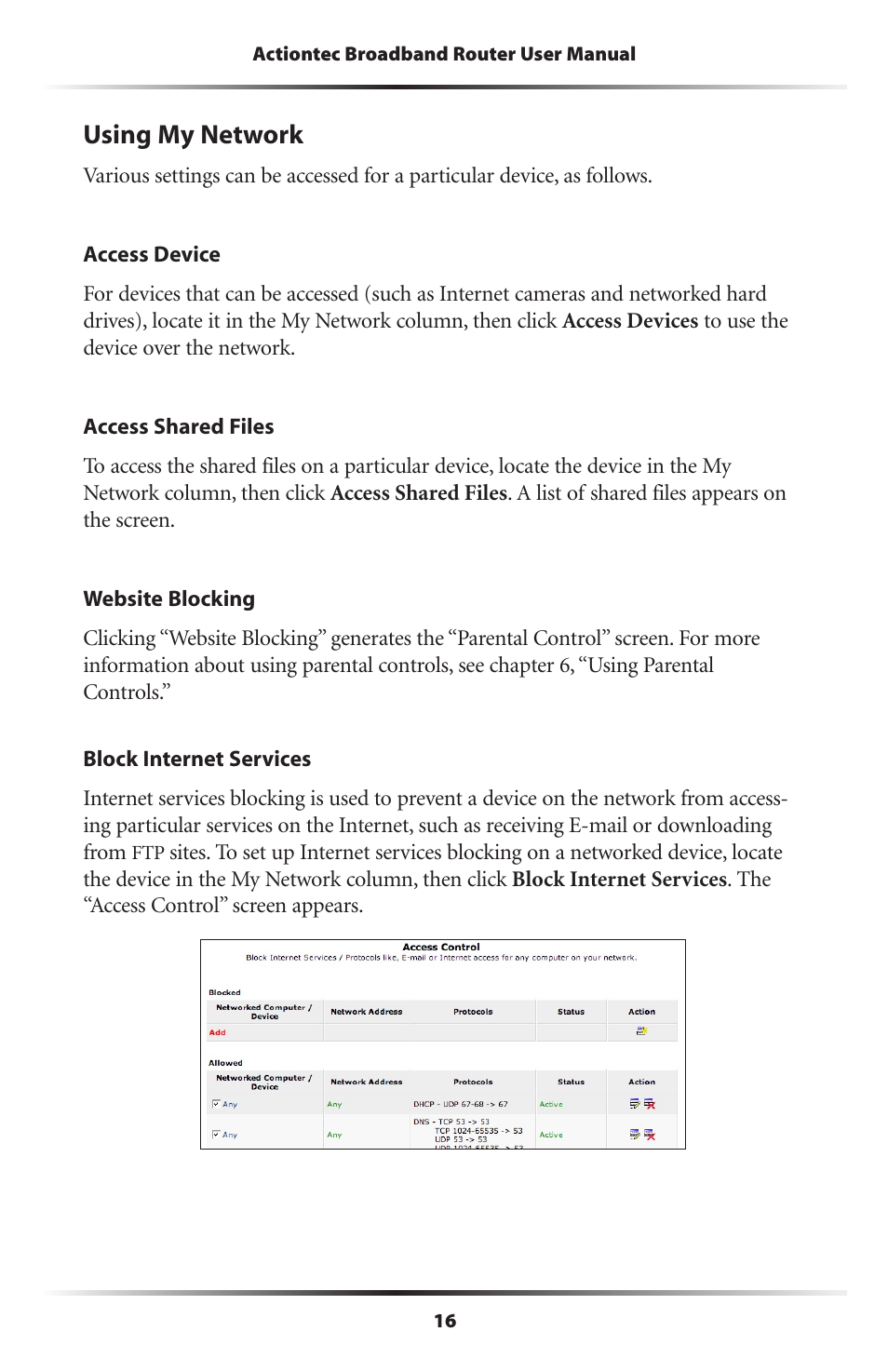 Using my network | Actiontec electronic MI408 User Manual | Page 18 / 140