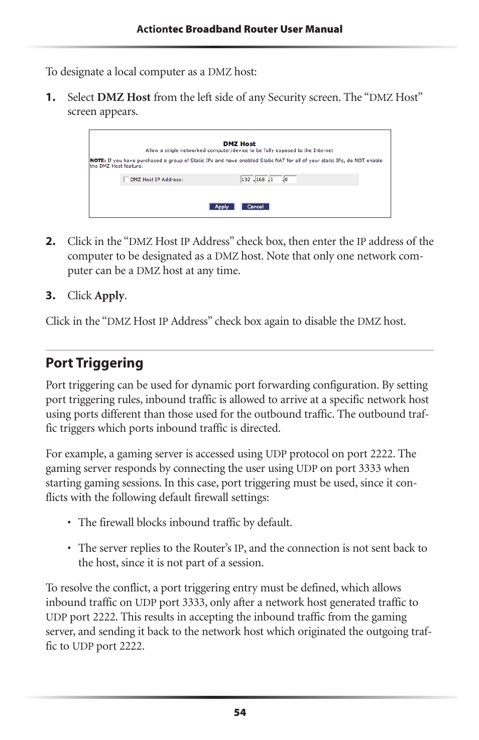 Port triggering | Actiontec electronic MI408 User Manual | Page 56 / 140