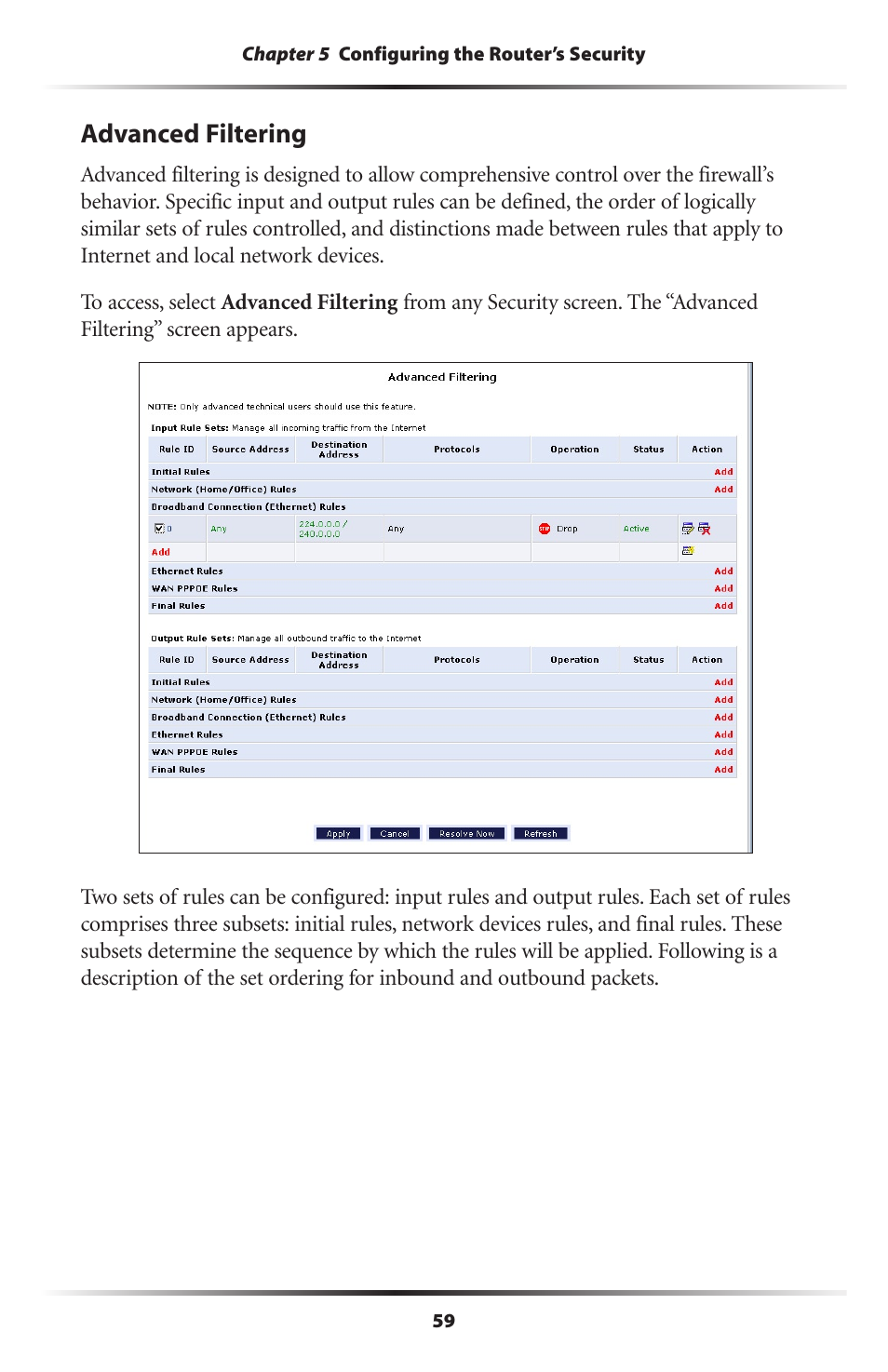 Advanced filtering | Actiontec electronic MI408 User Manual | Page 61 / 140