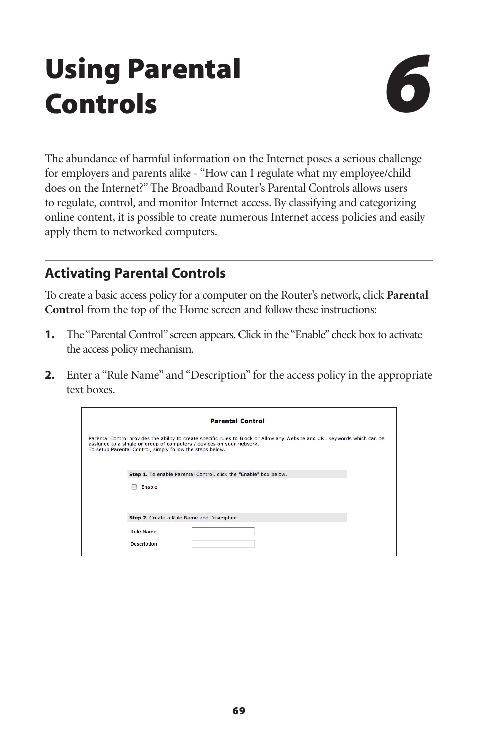 Using parental controls, Activating parental controls | Actiontec electronic MI408 User Manual | Page 71 / 140