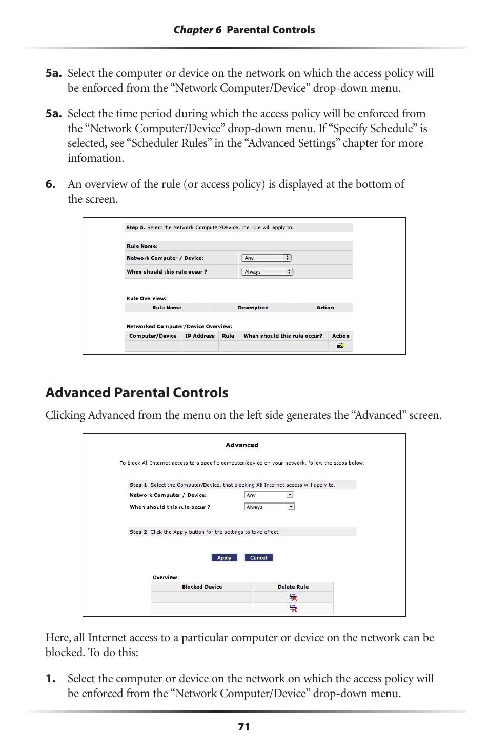 Advanced parental controls | Actiontec electronic MI408 User Manual | Page 73 / 140