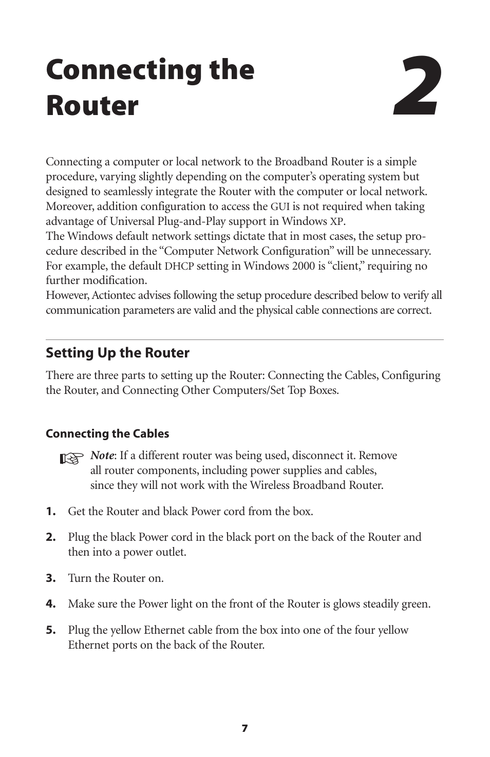 Connecting the router, Setting up the router | Actiontec electronic MI408 User Manual | Page 9 / 140