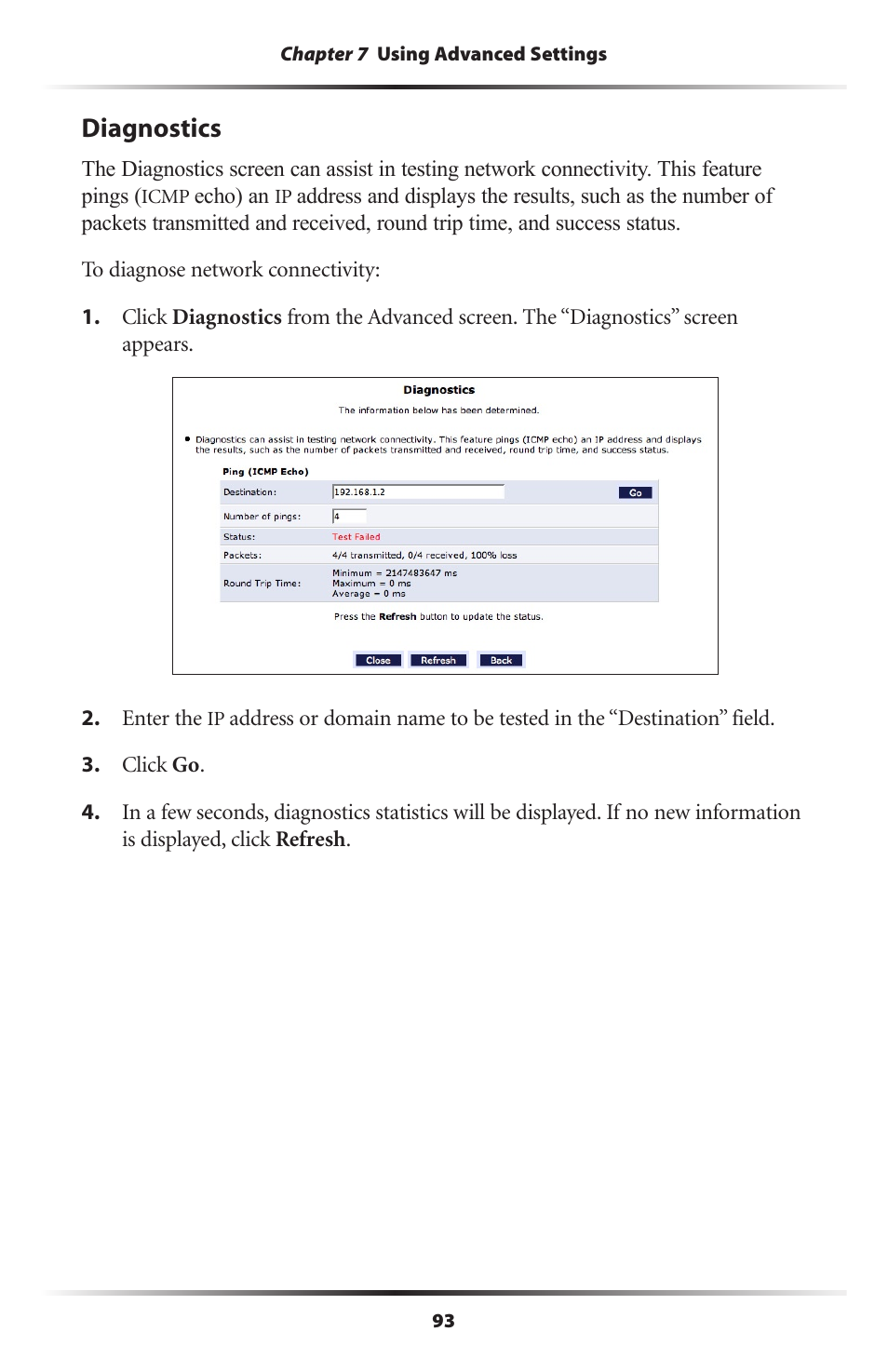 Diagnostics | Actiontec electronic MI408 User Manual | Page 95 / 140