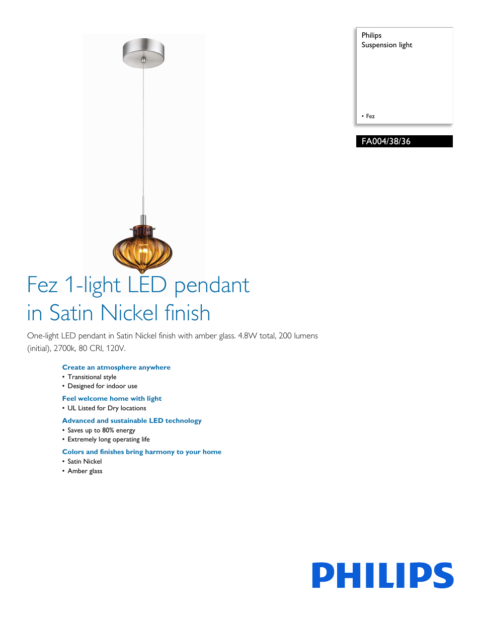 Philips FA0043836 User Manual | 2 pages