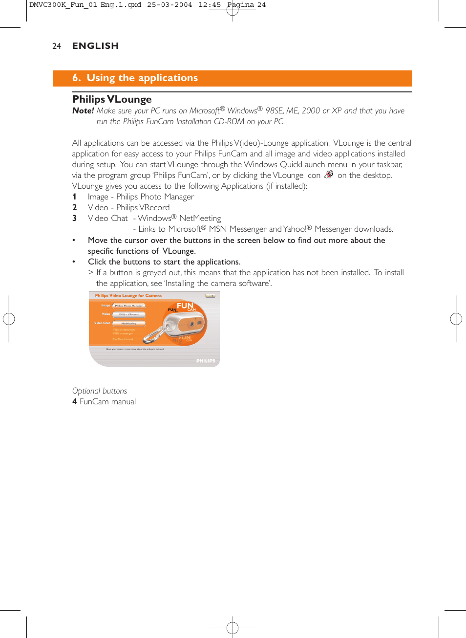 Using the applications philips vlounge | Philips DMVC300K-37 User Manual | Page 24 / 34