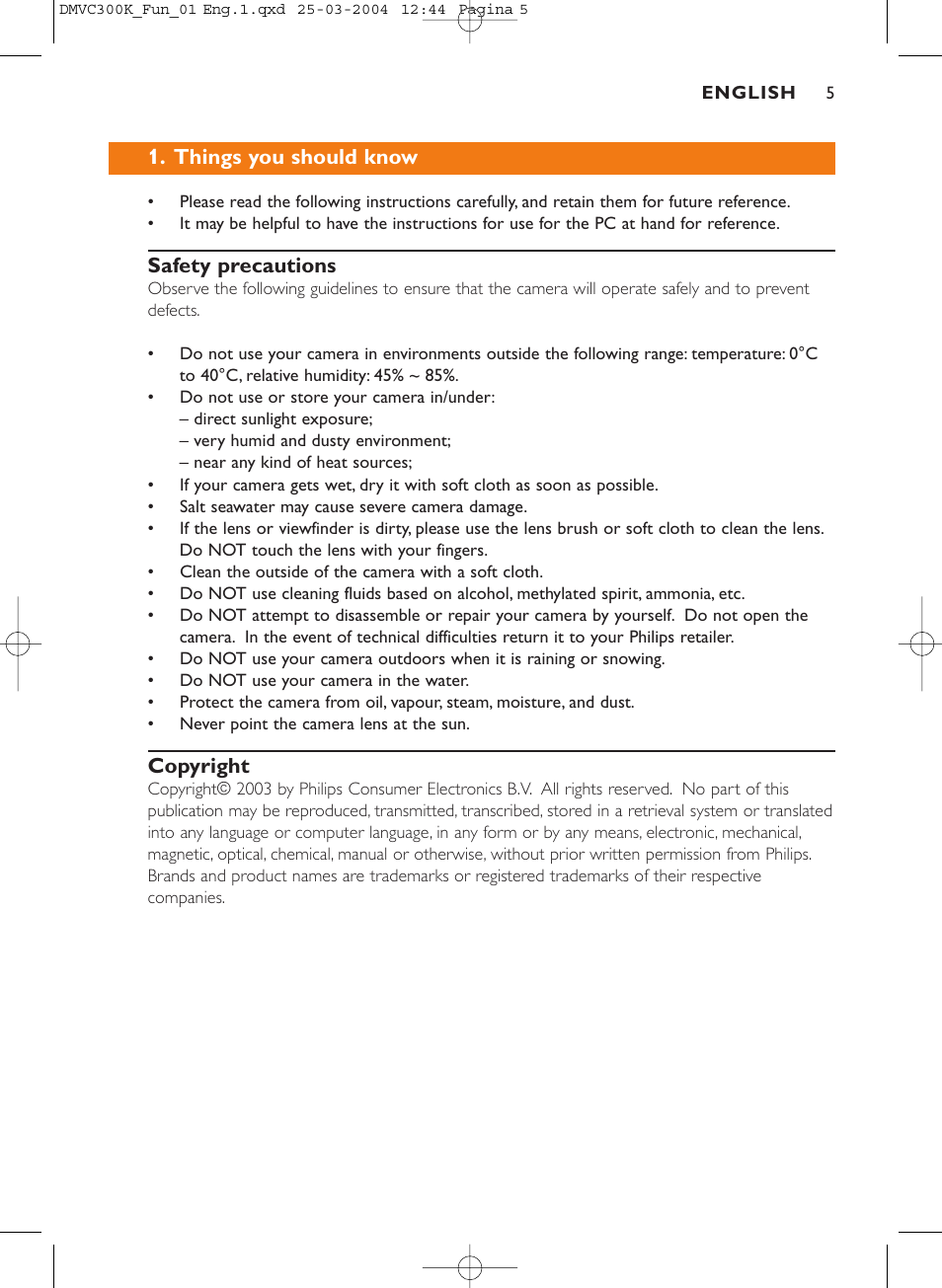 Things you should know, Safety precautions, Copyright | Philips DMVC300K-37 User Manual | Page 5 / 34