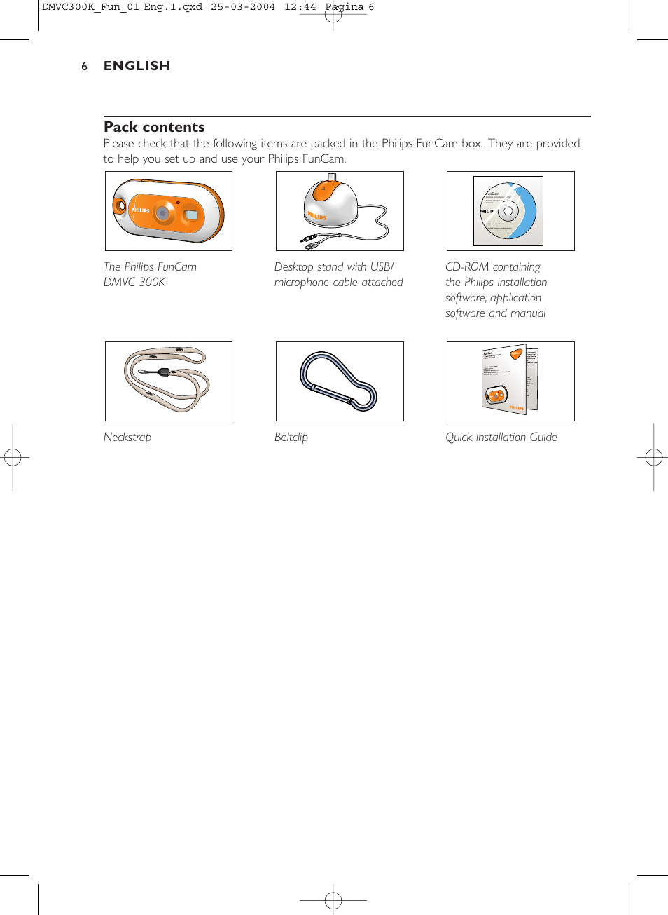Pack contents, English | Philips DMVC300K-37 User Manual | Page 6 / 34