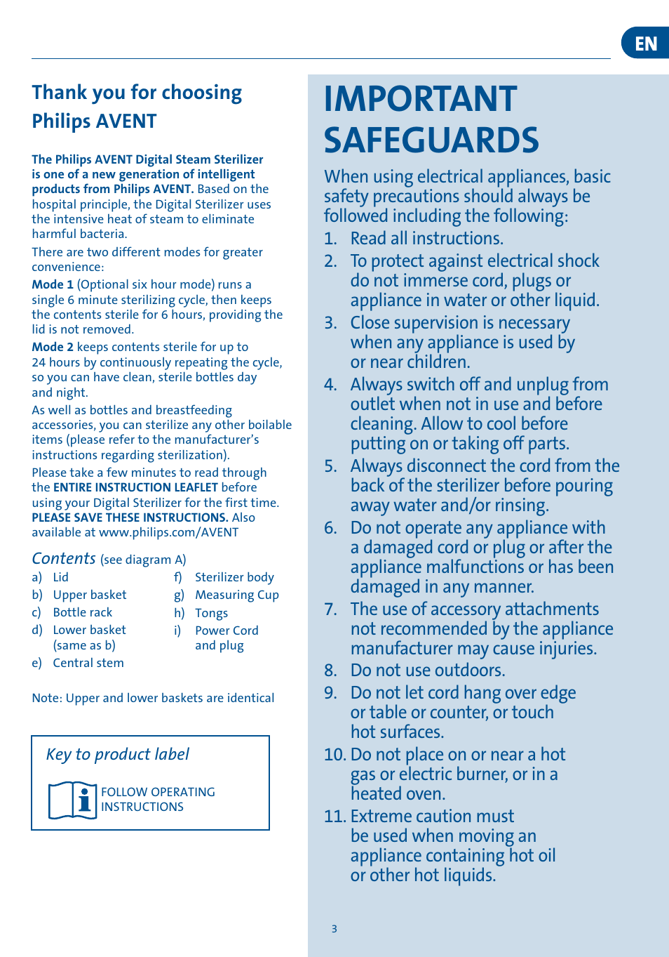 Important safeguards | Philips SCF276-33 User Manual | Page 3 / 13