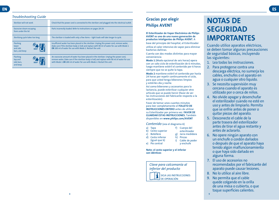 Notas de seguridad importantes | Philips SCF276-33 User Manual | Page 6 / 13