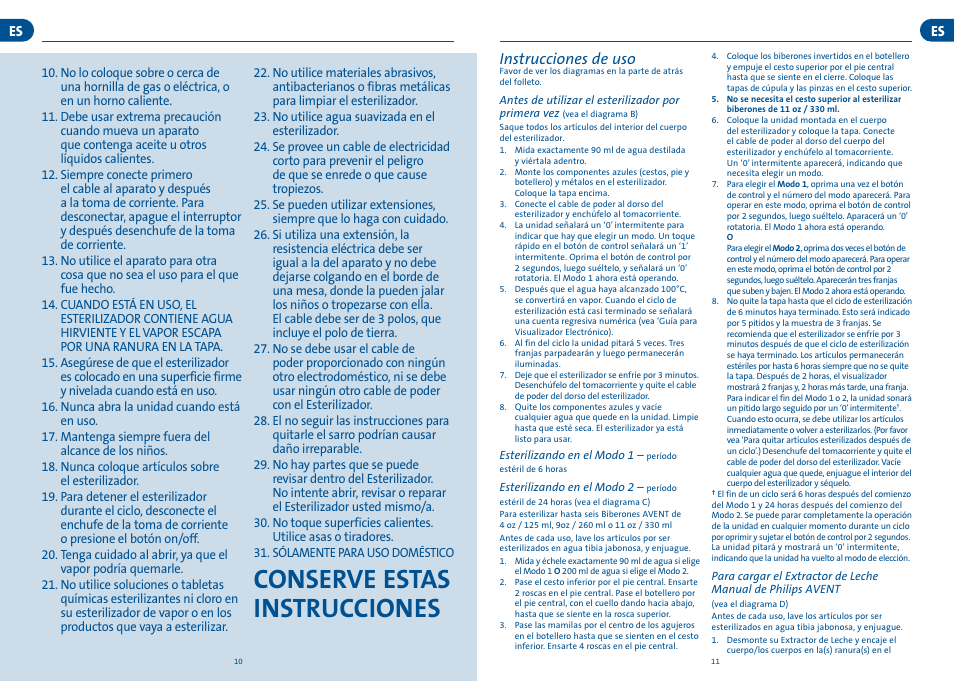 Conserve estas instrucciones, Instrucciones de uso | Philips SCF276-33 User Manual | Page 7 / 13