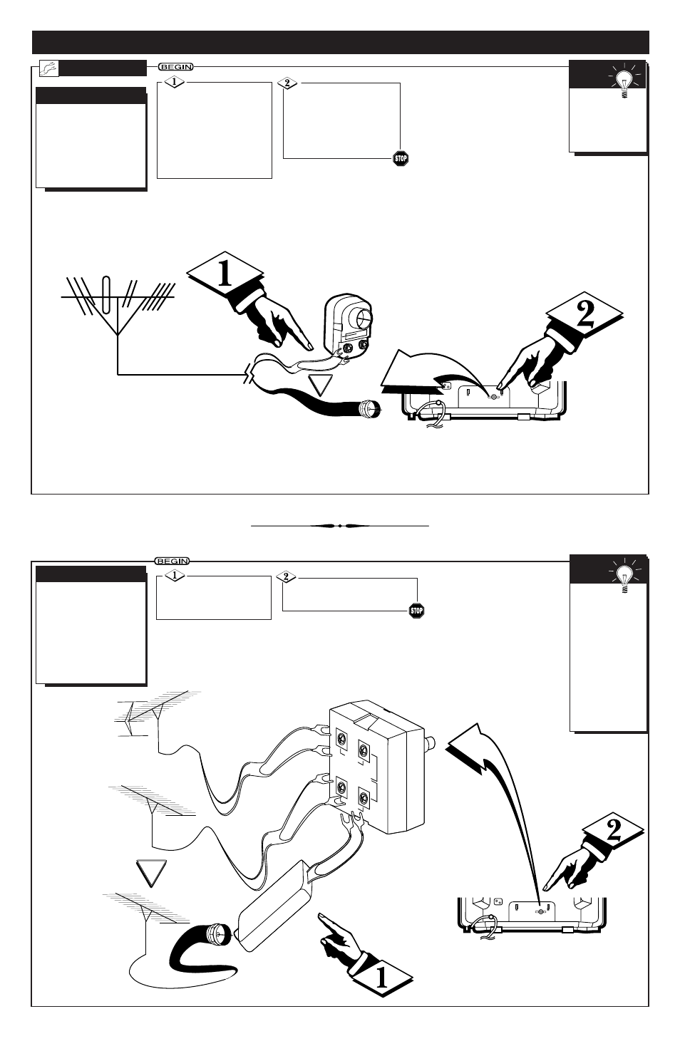 Tv (a, Ooking, Ntenna | Able, Onnections | Philips PR1911B User Manual | Page 2 / 8