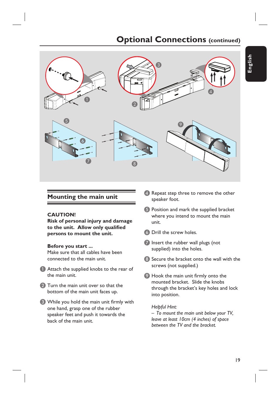 Optional connections | Philips HTS8100-37B User Manual | Page 19 / 57