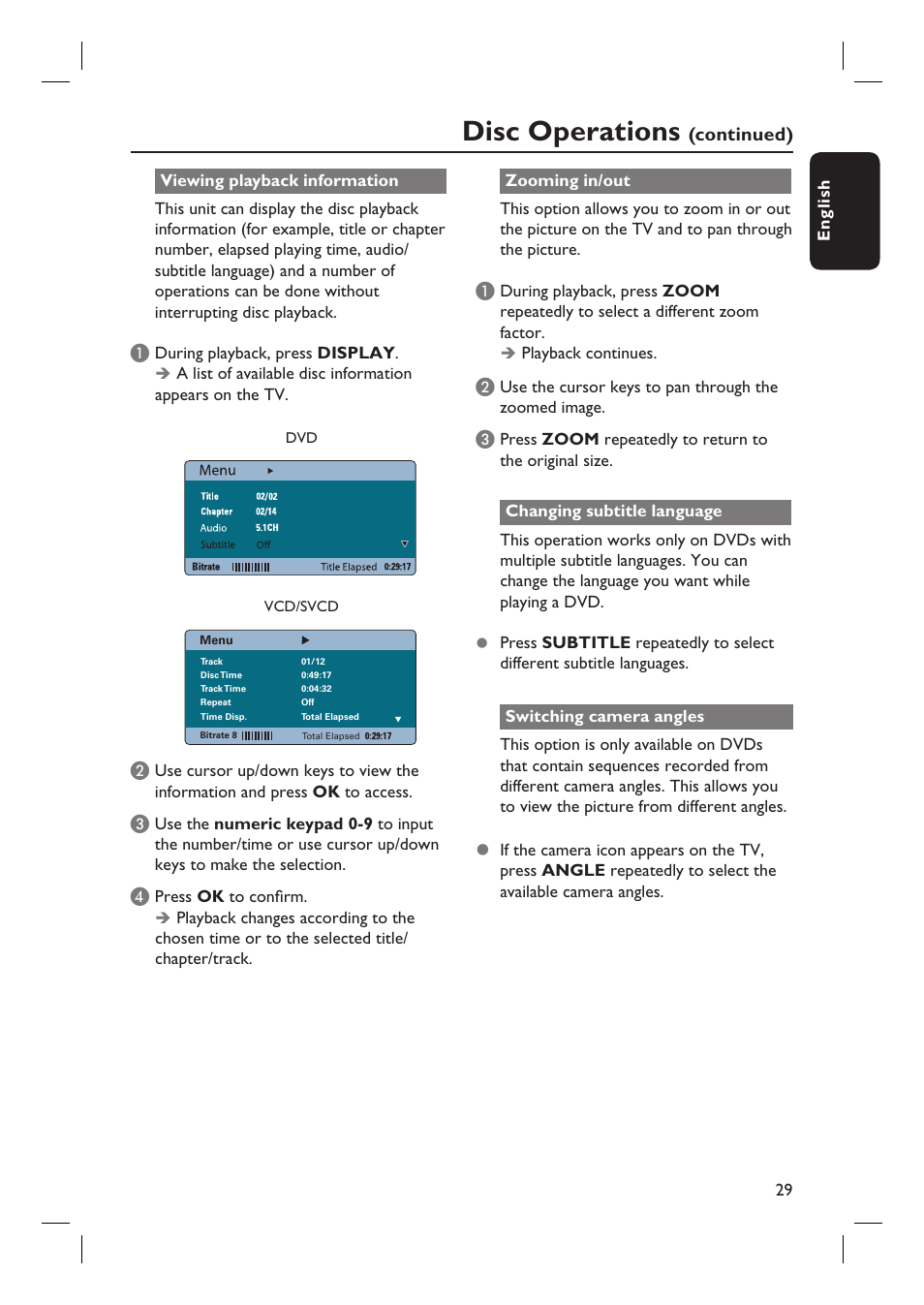 Disc operations | Philips HTS8100-37B User Manual | Page 29 / 57