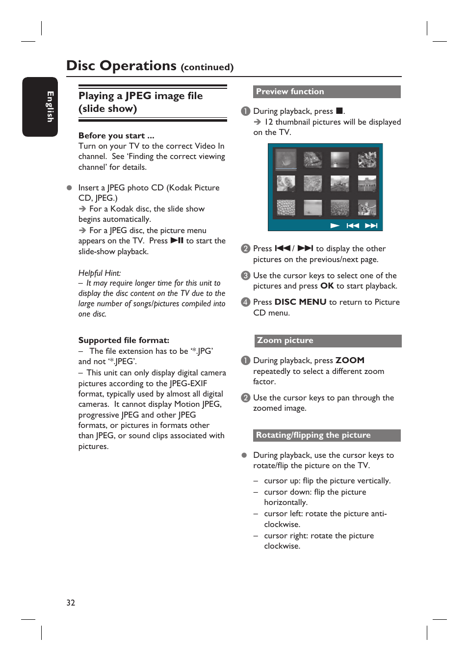 Disc operations | Philips HTS8100-37B User Manual | Page 32 / 57