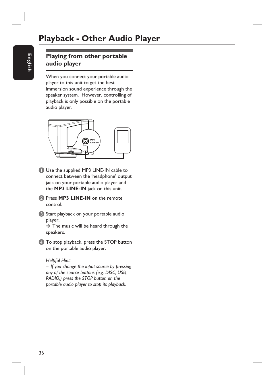 Playback - other audio player | Philips HTS8100-37B User Manual | Page 36 / 57