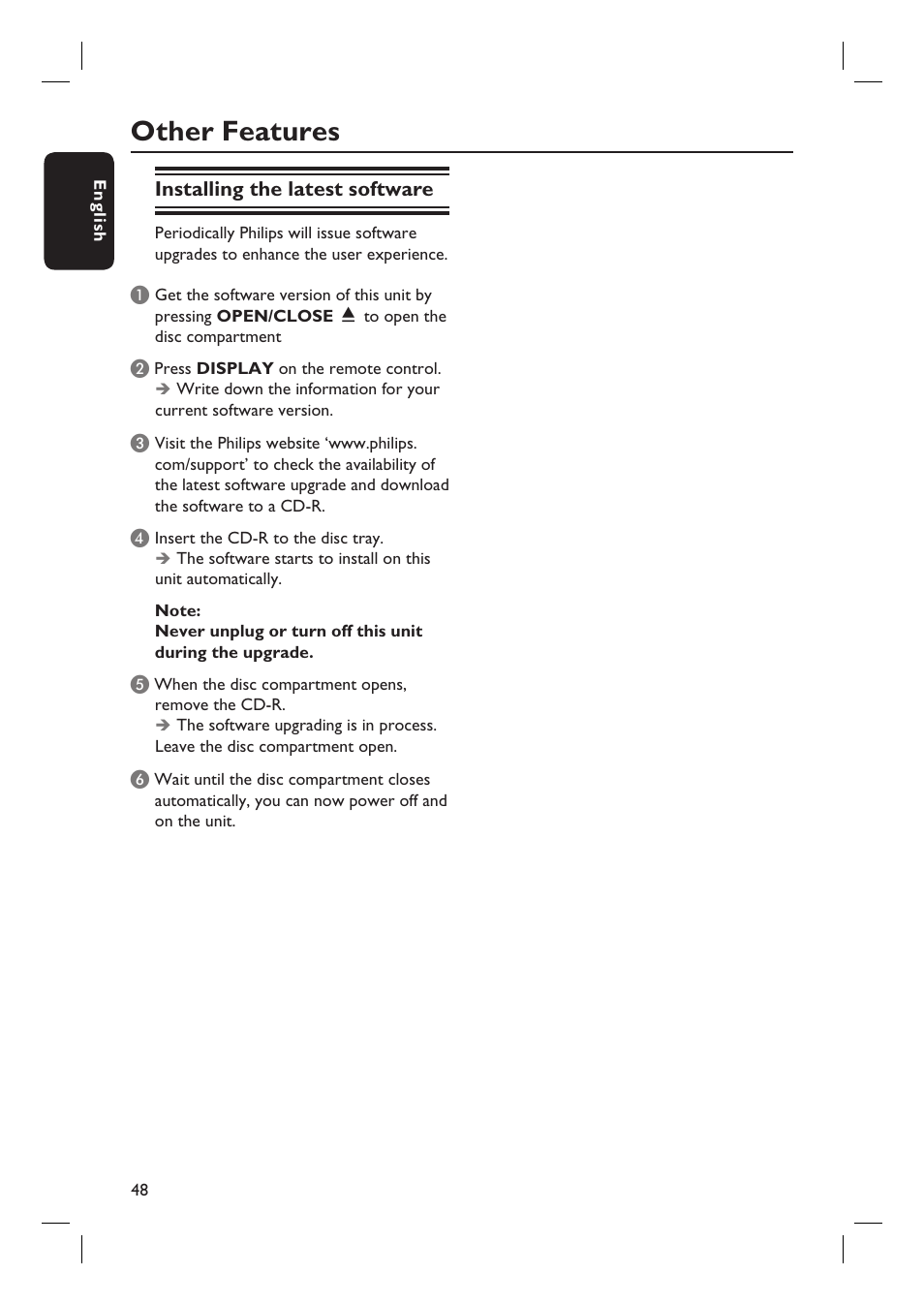 Other features | Philips HTS8100-37B User Manual | Page 48 / 57