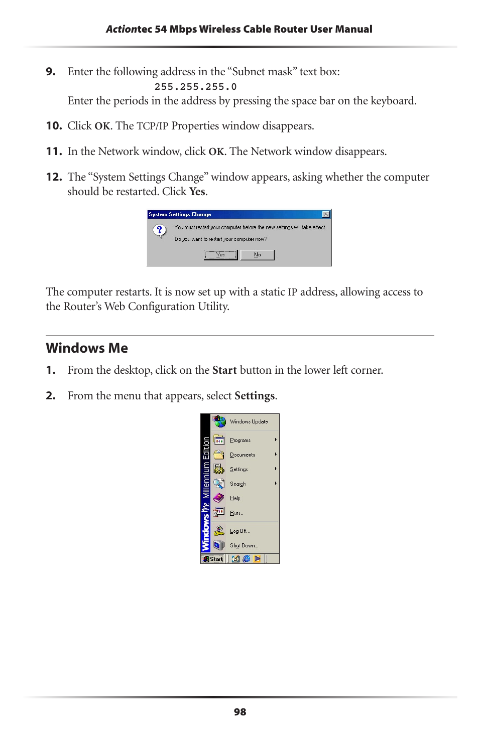 Windows me | Actiontec electronic GT701WRU User Manual | Page 103 / 137