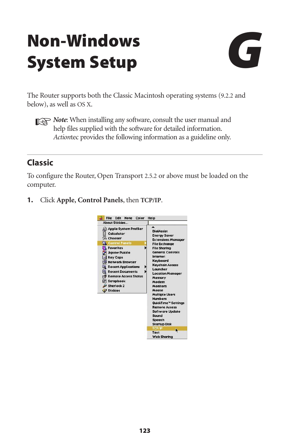 Non-windows system setup, Classic | Actiontec electronic GT701WRU User Manual | Page 128 / 137
