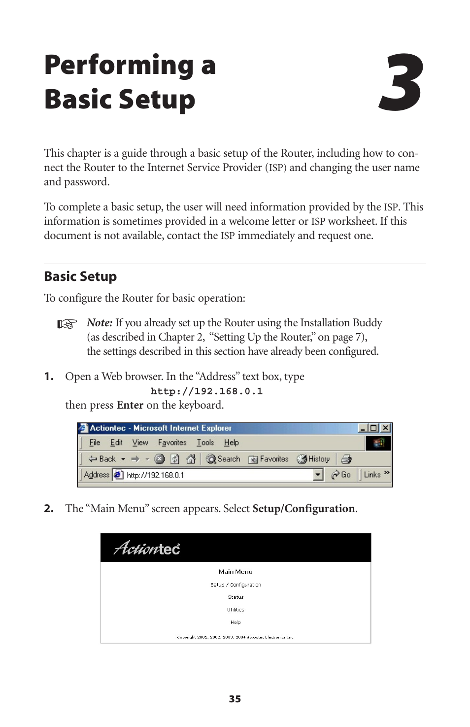 Performing a basic setup, Basic setup | Actiontec electronic GT701WRU User Manual | Page 40 / 137