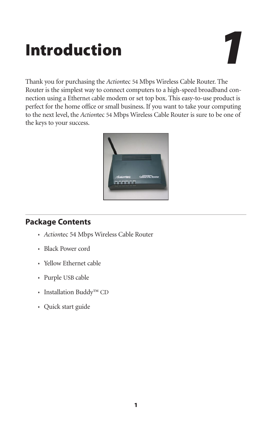 Introduction, Package contents | Actiontec electronic GT701WRU User Manual | Page 6 / 137