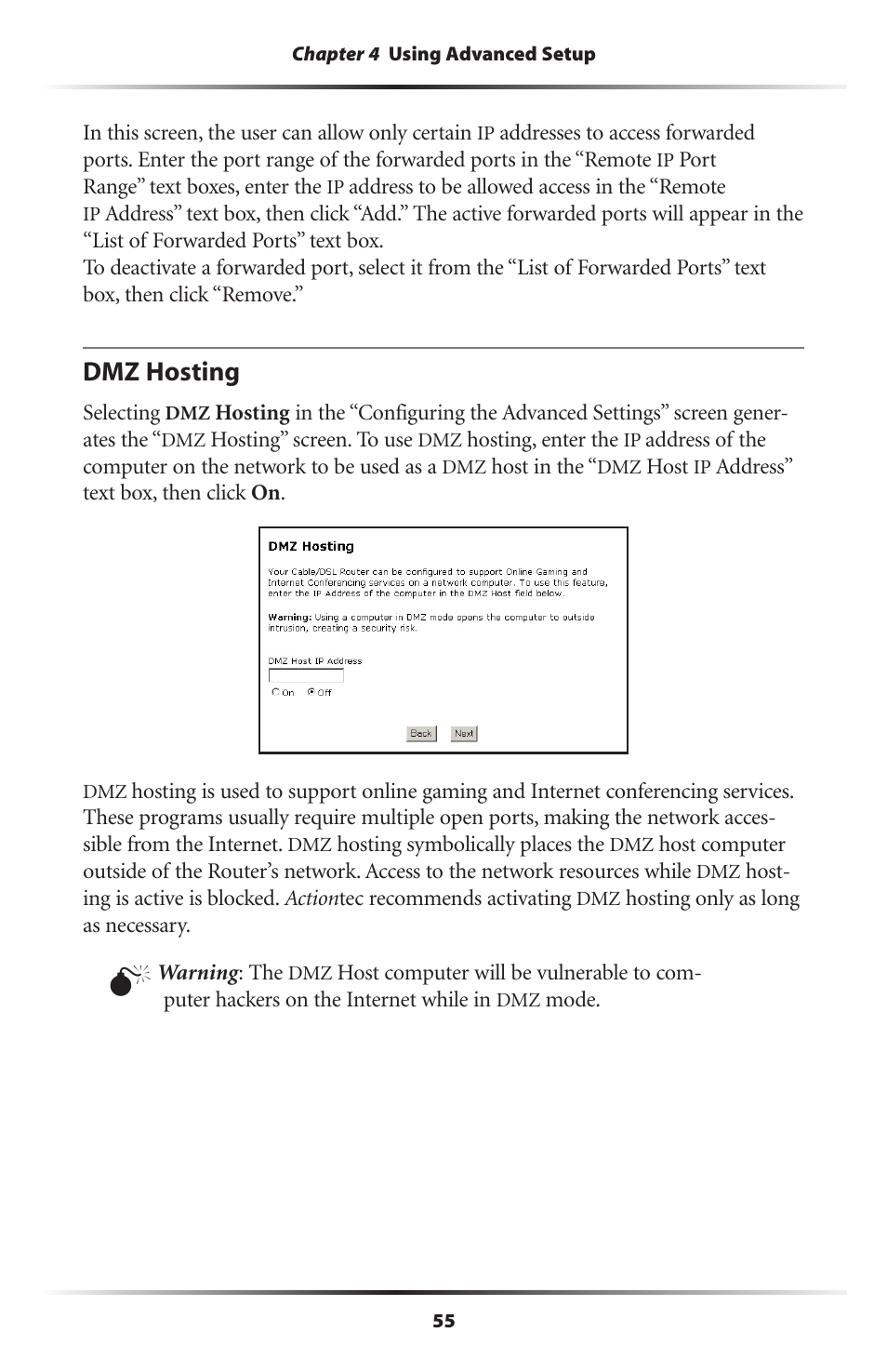 Dmz hosting | Actiontec electronic GT701WRU User Manual | Page 60 / 137