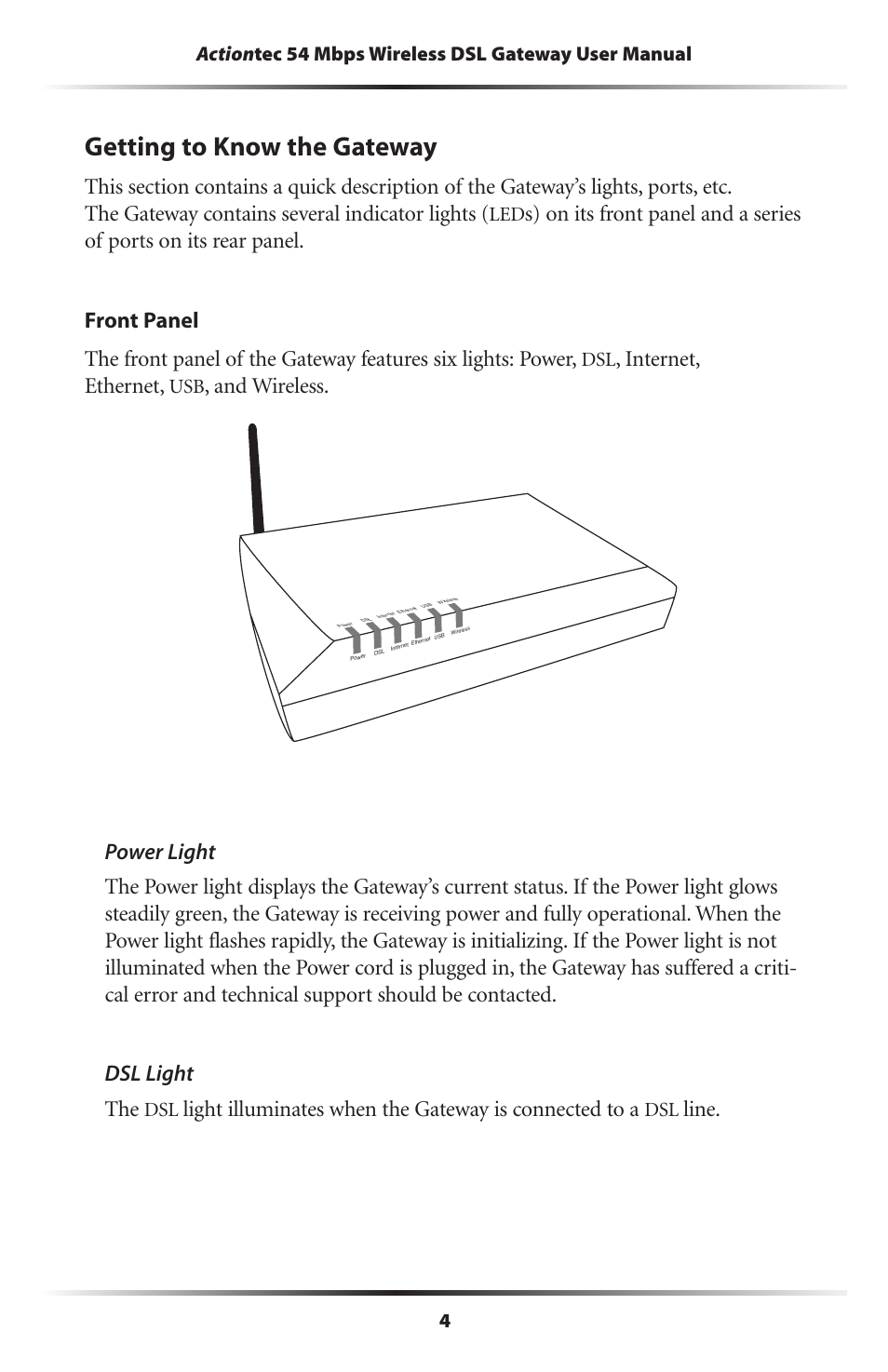 Getting to know the gateway, Internet, ethernet, And wireless | Line | Actiontec electronic Actiontec Wireless DSL Gateway GT701WG User Manual | Page 7 / 135