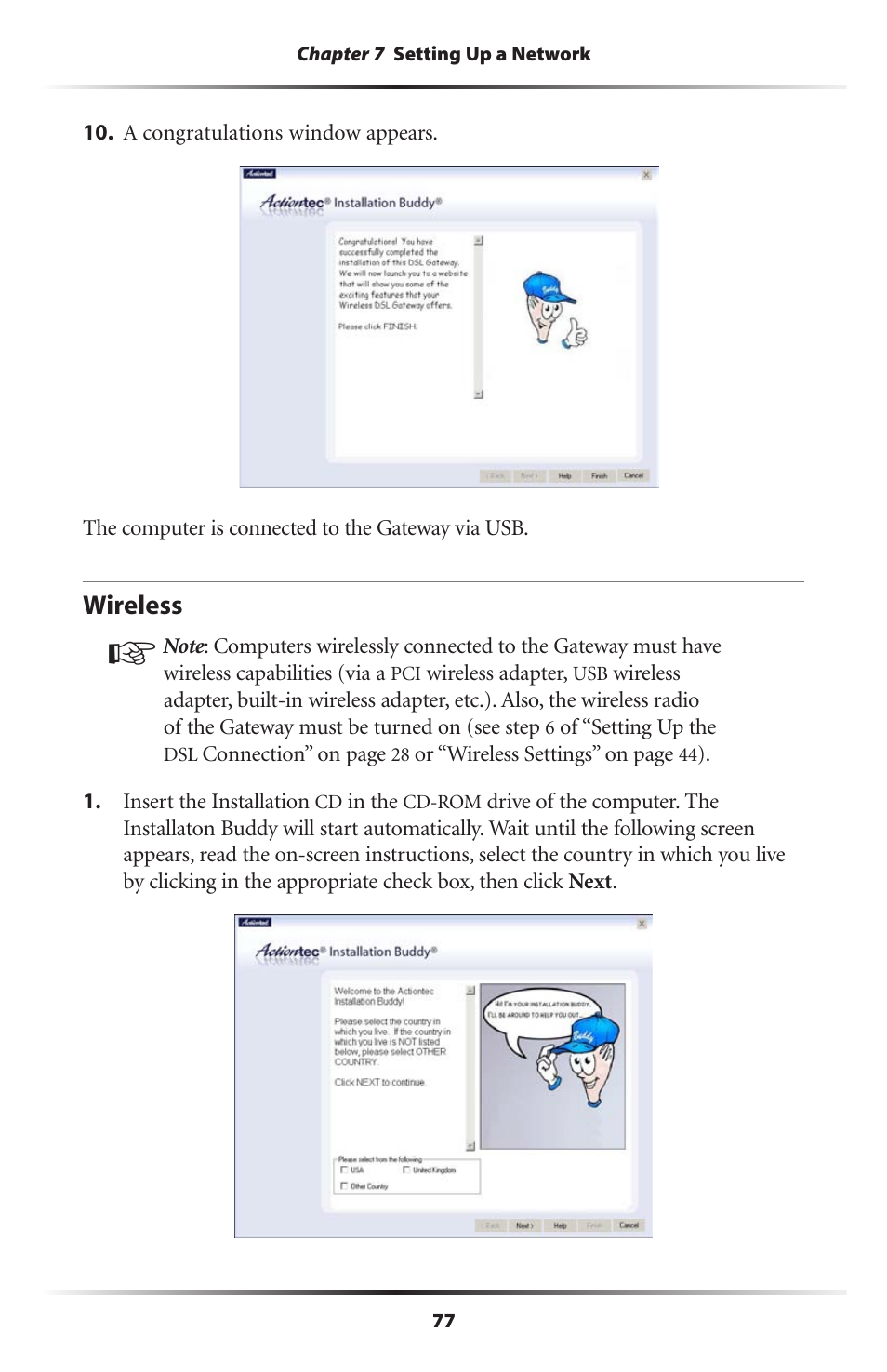 Wireless | Actiontec electronic Actiontec Wireless DSL Gateway GT701WG User Manual | Page 80 / 135