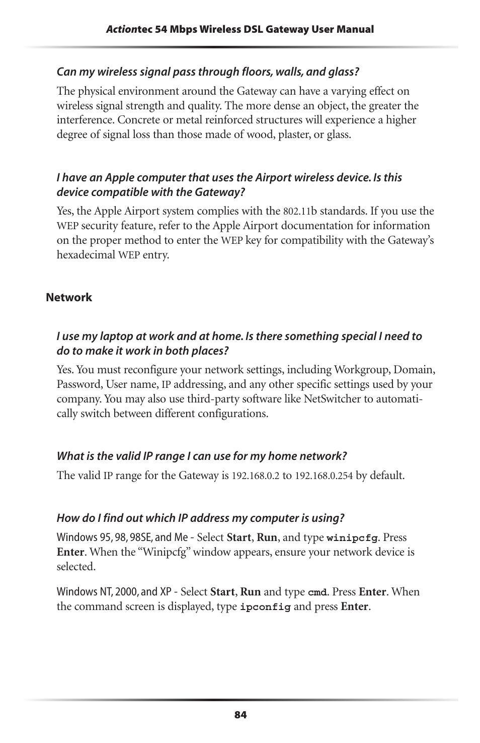 Actiontec electronic Actiontec Wireless DSL Gateway GT701WG User Manual | Page 87 / 135