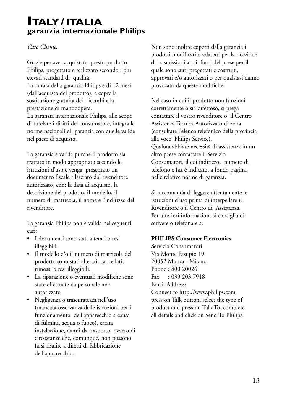 Taly / italia | Philips DVDRW22899 User Manual | Page 197 / 215