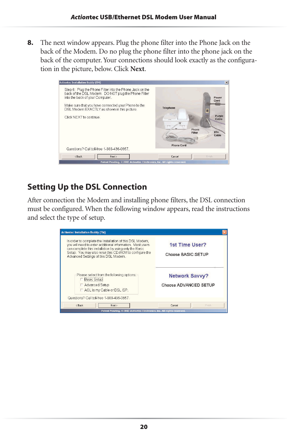 Setting up the dsl connection | Actiontec electronic R4500U User Manual | Page 23 / 99
