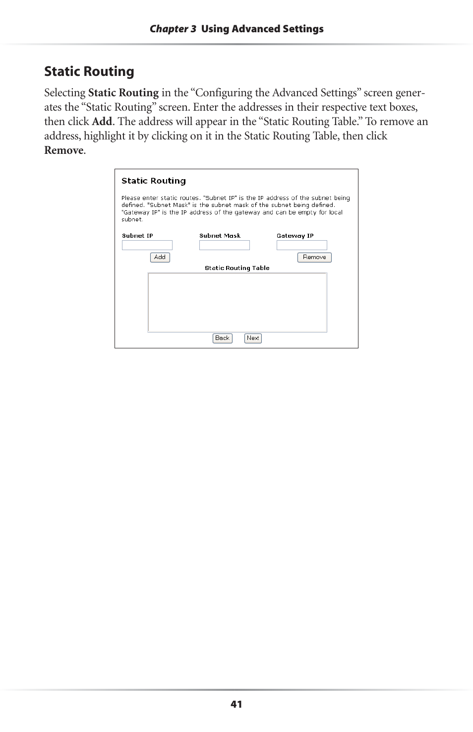 Static routing | Actiontec electronic R4500U User Manual | Page 44 / 99